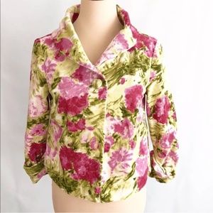 Anthro Odille Blazer Floral Soft Spring Blazer Siz